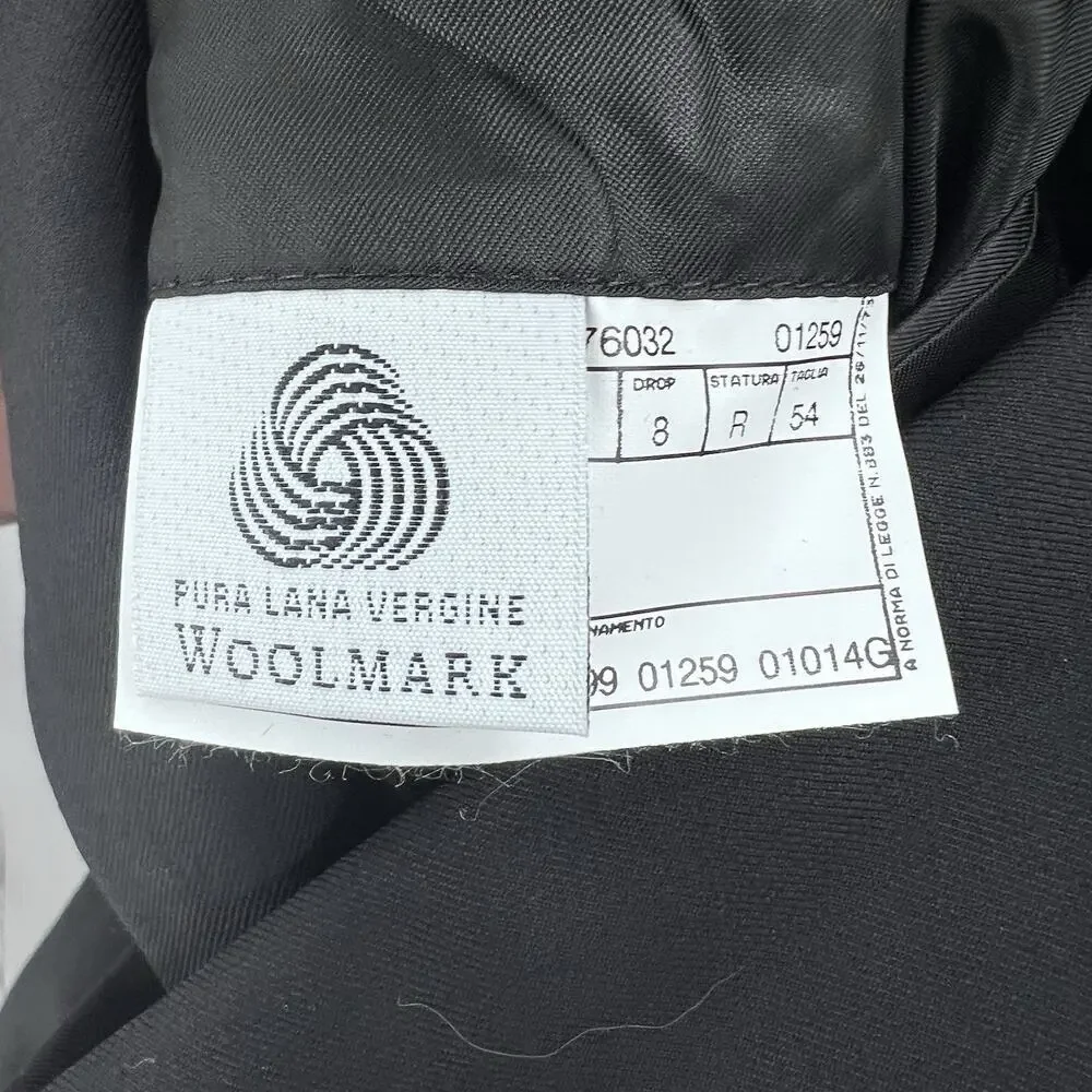 Pal Zileri Black 100% Wool Double Breasted Sport Coat Suit Blazer Mens 54 R - Picture 9 of 13